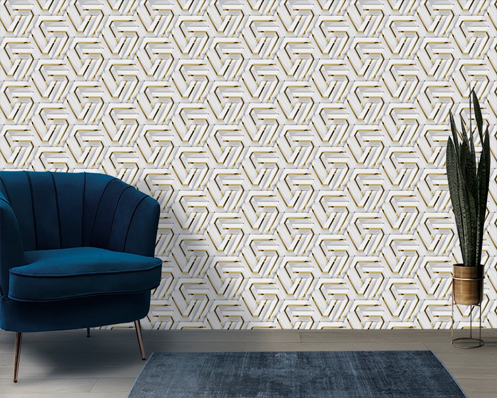 3d white and gold wallpaper decorative masterpiece for home decor